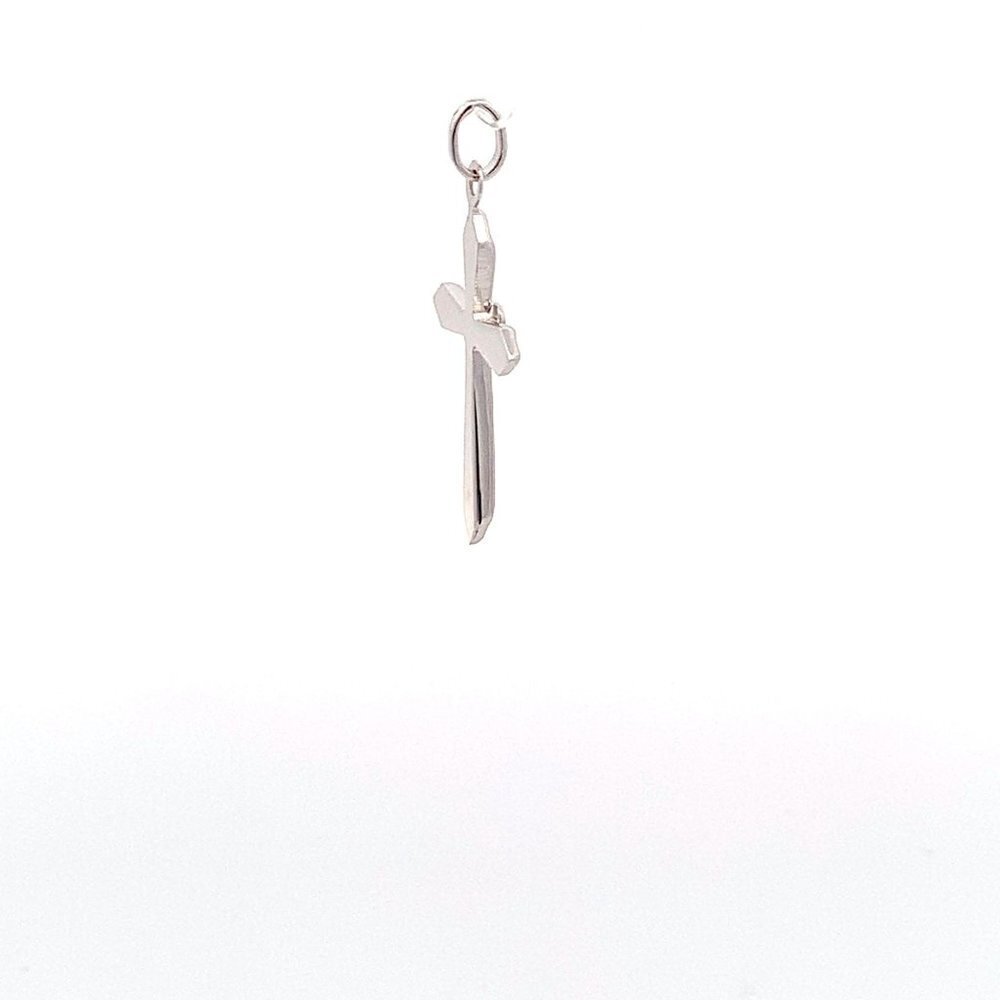 18K White Gold Pendant Cross Religious Small 0.88 grams with Defects - Picture 5 of 13